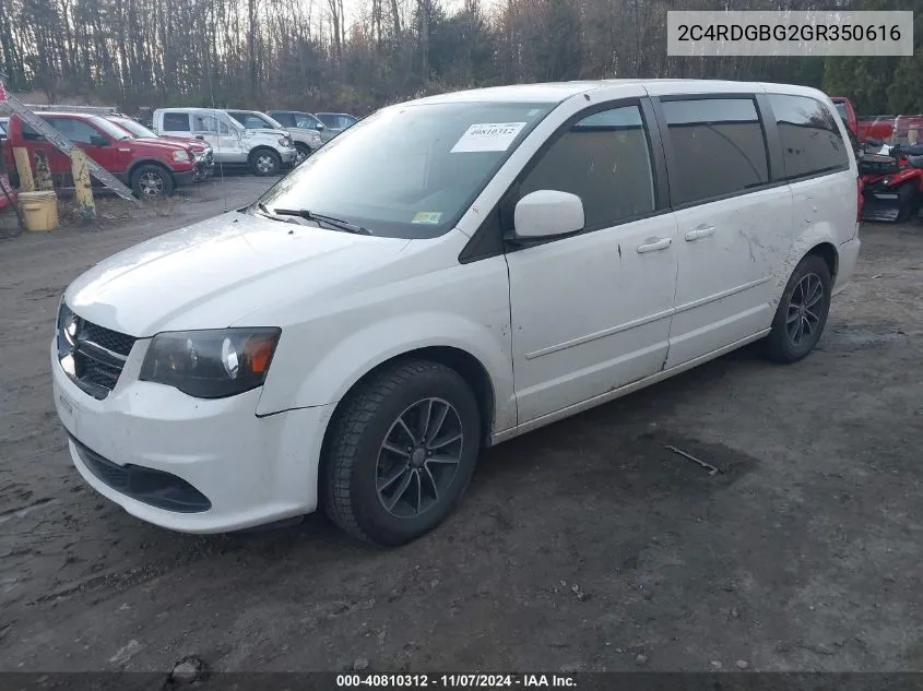 2016 Dodge Grand Caravan Se Plus VIN: 2C4RDGBG2GR350616 Lot: 40810312