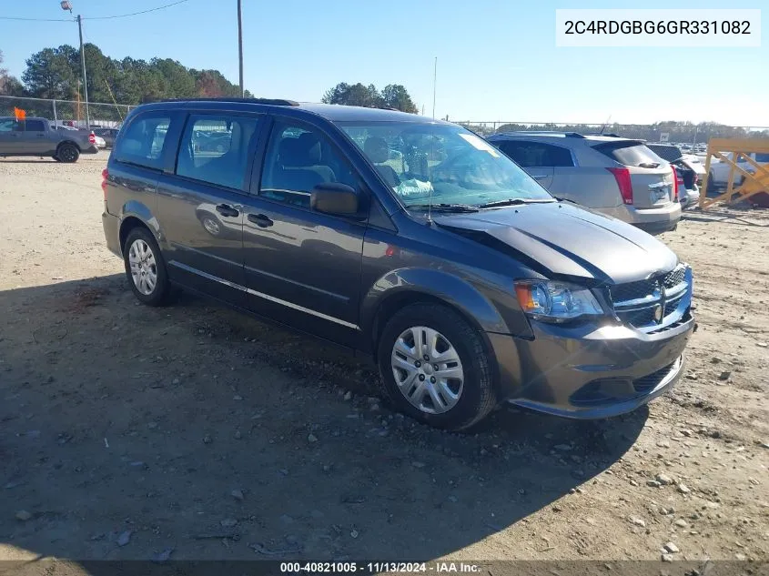 2016 Dodge Grand Caravan Se/Sxt VIN: 2C4RDGBG6GR331082 Lot: 40821005