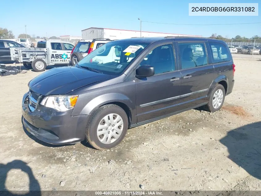 2016 Dodge Grand Caravan Se/Sxt VIN: 2C4RDGBG6GR331082 Lot: 40821005