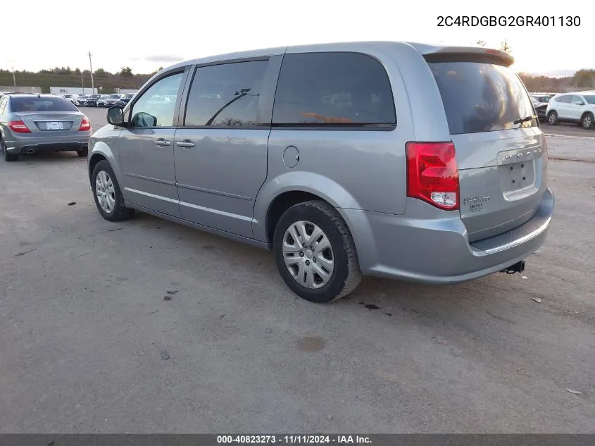 2016 Dodge Grand Caravan Se VIN: 2C4RDGBG2GR401130 Lot: 40823273