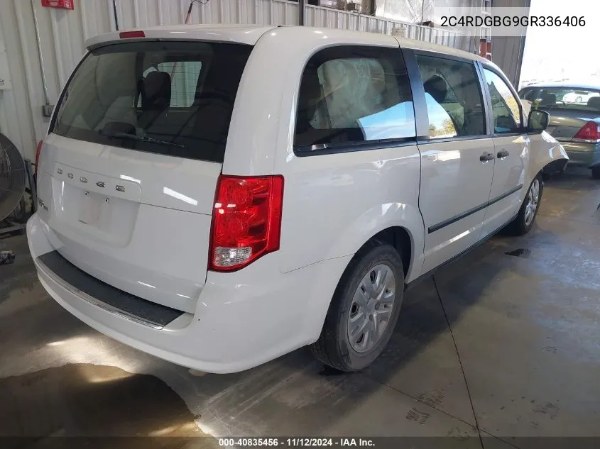 2016 Dodge Grand Caravan American Value Pkg VIN: 2C4RDGBG9GR336406 Lot: 40835456