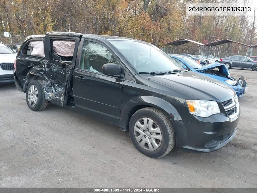 2016 Dodge Grand Caravan Se VIN: 2C4RDGBG3GR139313 Lot: 40851509