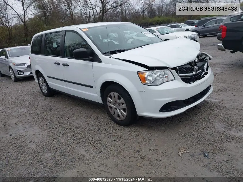 2016 Dodge Grand Caravan American Value Pkg VIN: 2C4RDGBG5GR348438 Lot: 40872328