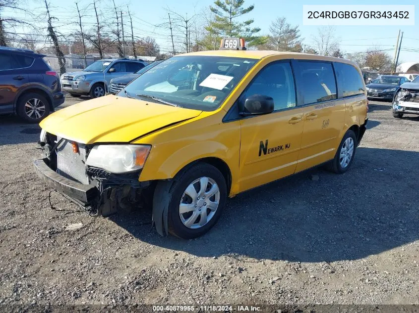 2C4RDGBG7GR343452 2016 Dodge Grand Caravan Se