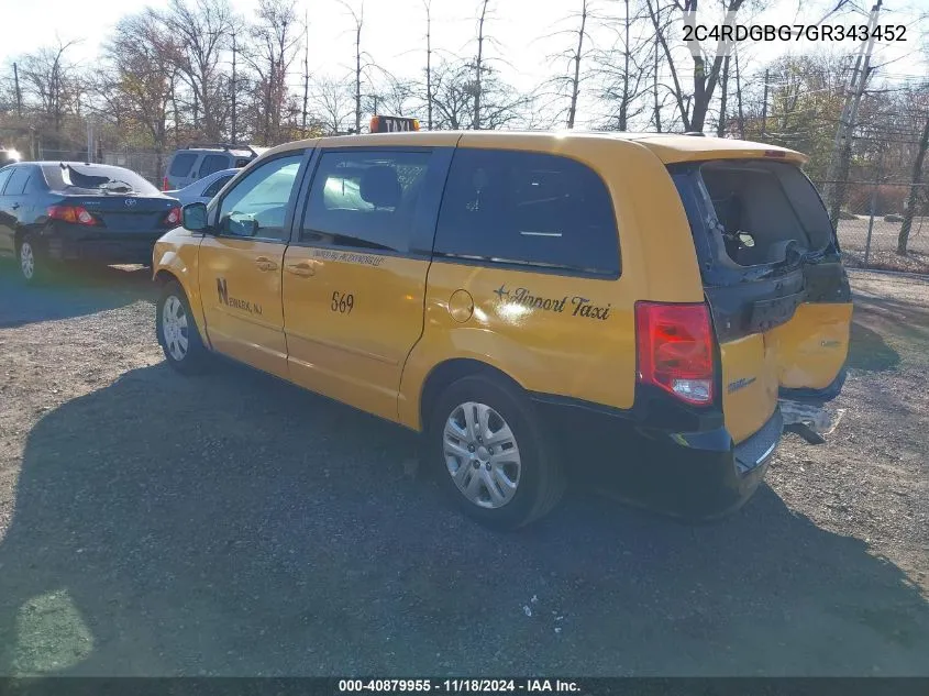 2C4RDGBG7GR343452 2016 Dodge Grand Caravan Se