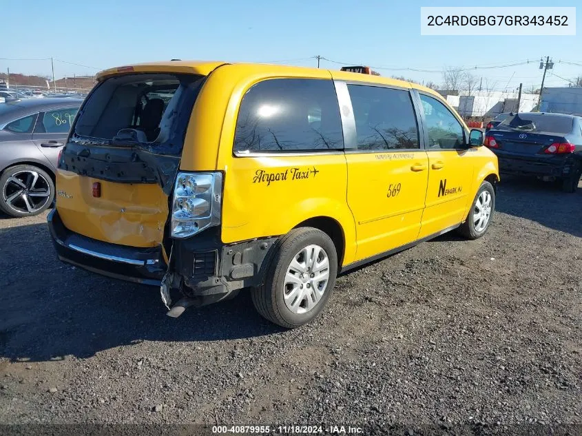 2C4RDGBG7GR343452 2016 Dodge Grand Caravan Se