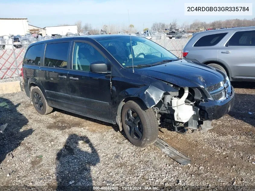 2016 Dodge Grand Caravan American Value Pkg VIN: 2C4RDGBG3GR335784 Lot: 40882400