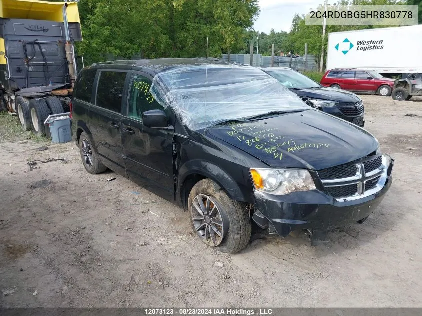 2017 Dodge Caravan VIN: 2C4RDGBG5HR830778 Lot: 12073123