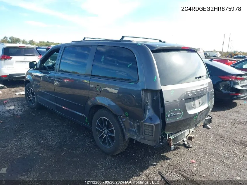 2017 Dodge Grand Caravan Gt VIN: 2C4RDGEG2HR875978 Lot: 12112286