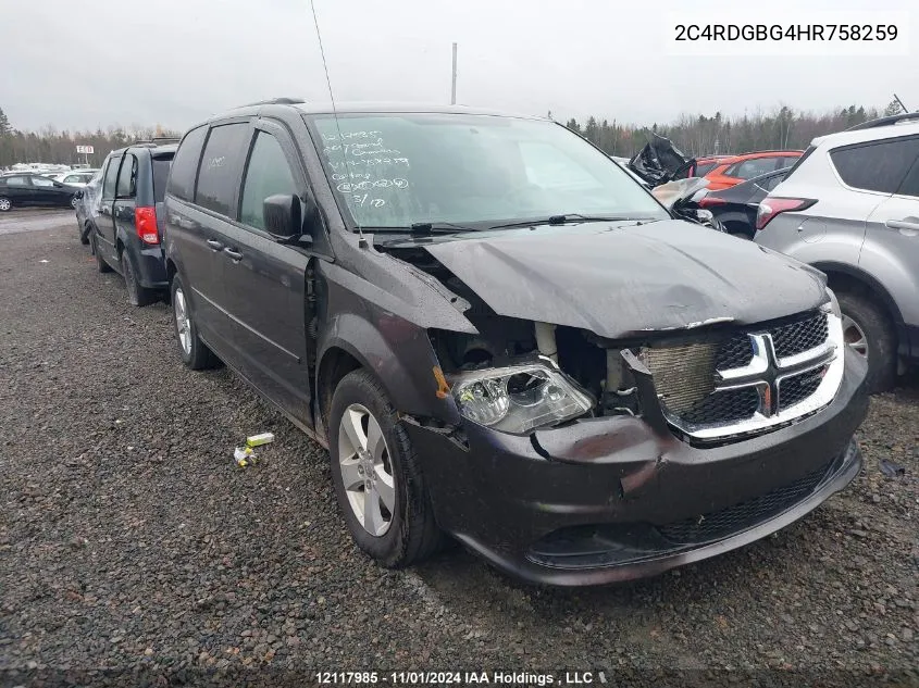 2017 Dodge Grand Caravan Se VIN: 2C4RDGBG4HR758259 Lot: 12117985