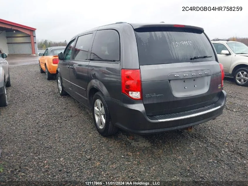 2017 Dodge Grand Caravan Se VIN: 2C4RDGBG4HR758259 Lot: 12117985