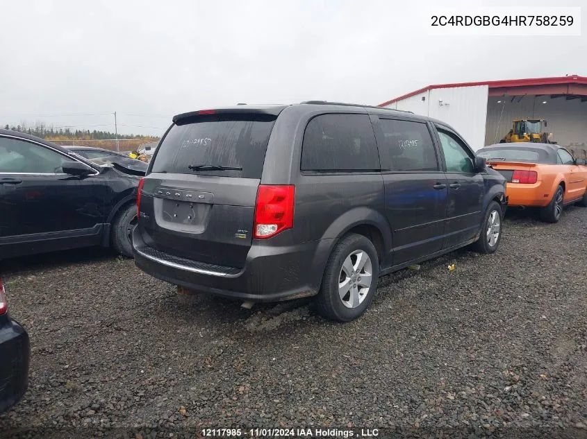 2017 Dodge Grand Caravan Se VIN: 2C4RDGBG4HR758259 Lot: 12117985