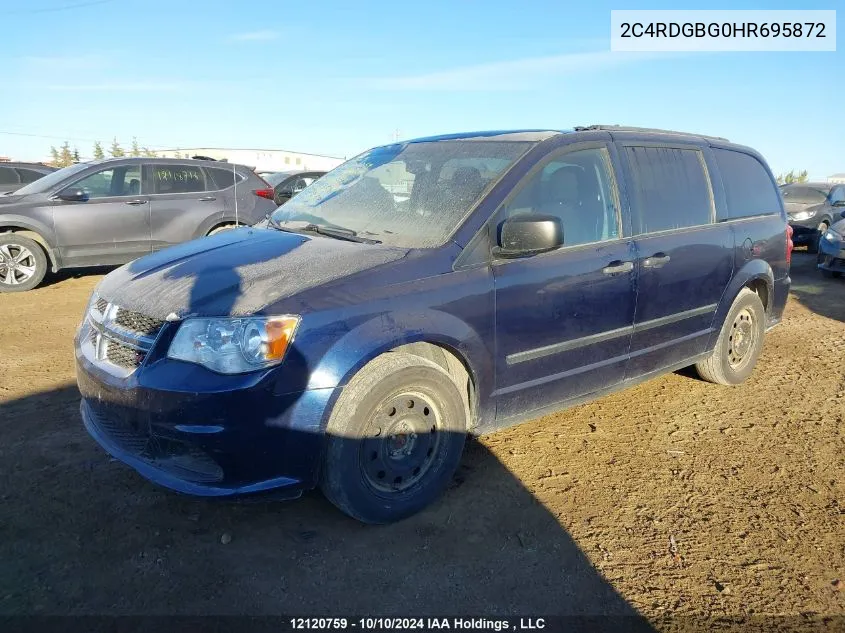 2017 Dodge Grand Caravan Se VIN: 2C4RDGBG0HR695872 Lot: 12120759