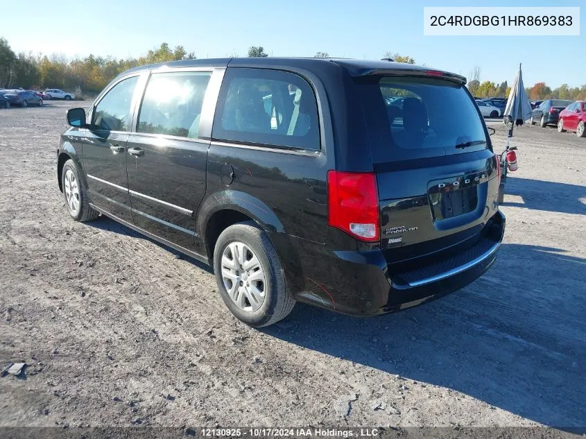 2017 Dodge Grand Caravan Se VIN: 2C4RDGBG1HR869383 Lot: 12130925