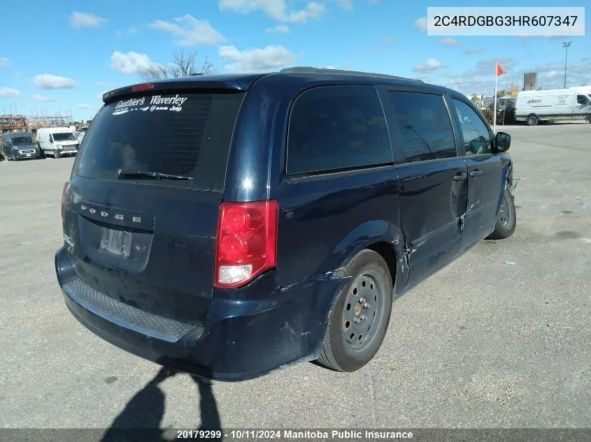 2017 Dodge Grand Caravan Se VIN: 2C4RDGBG3HR607347 Lot: 20179299