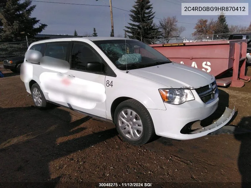 2017 Dodge Grand Caravan Se VIN: 2C4RDGBG9HR870412 Lot: 30048275