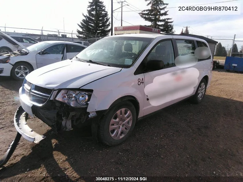 2017 Dodge Grand Caravan Se VIN: 2C4RDGBG9HR870412 Lot: 30048275