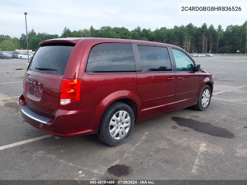 2017 Dodge Grand Caravan Se VIN: 2C4RDGBG8HR836526 Lot: 38191459