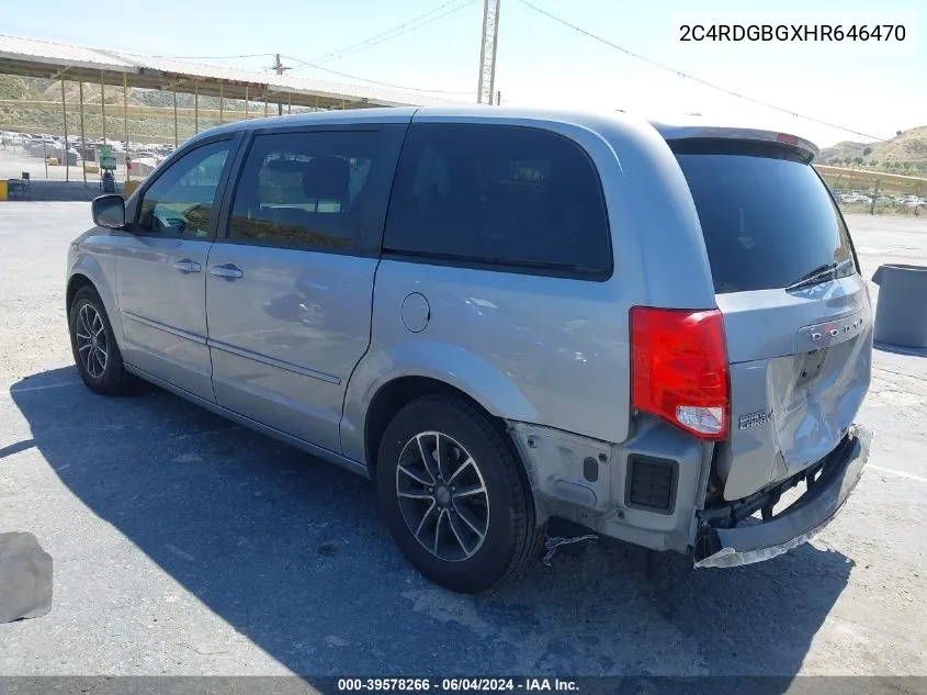 2017 Dodge Grand Caravan Se Plus VIN: 2C4RDGBGXHR646470 Lot: 39578266