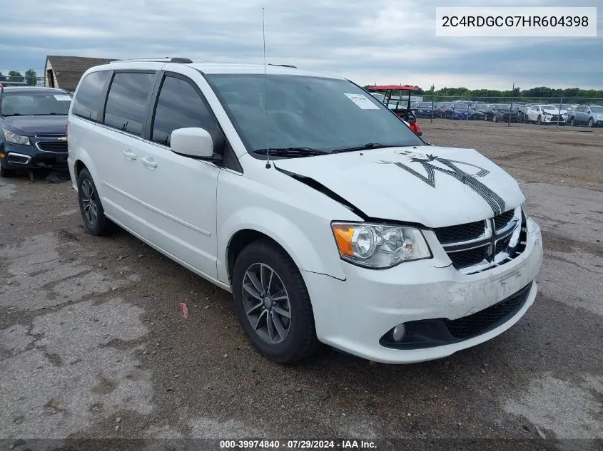 2017 Dodge Grand Caravan Sxt VIN: 2C4RDGCG7HR604398 Lot: 39974840