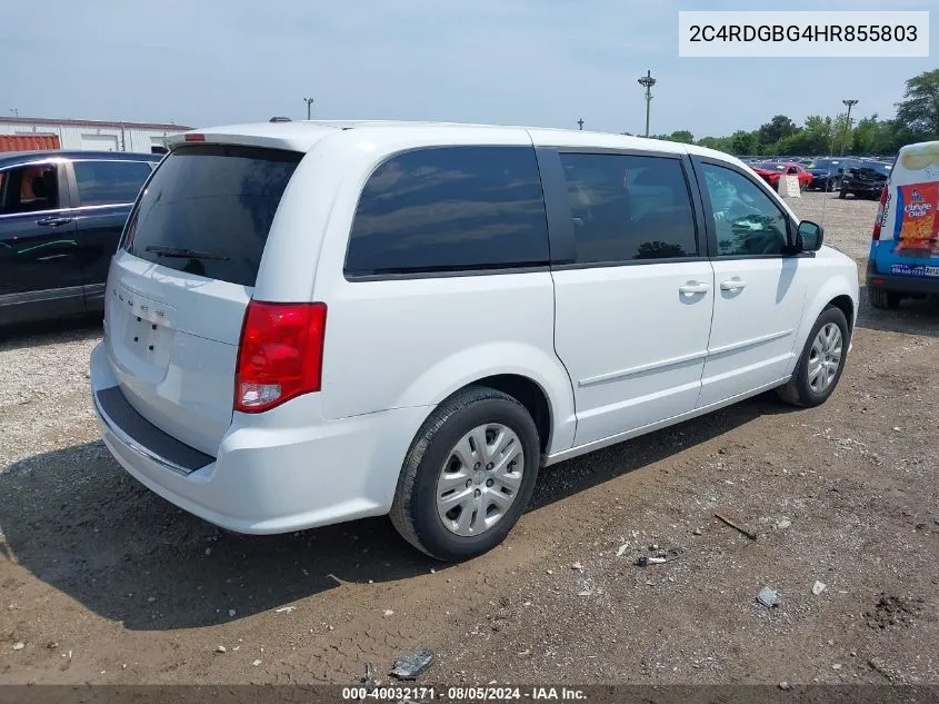 2017 Dodge Grand Caravan Se VIN: 2C4RDGBG4HR855803 Lot: 40032171