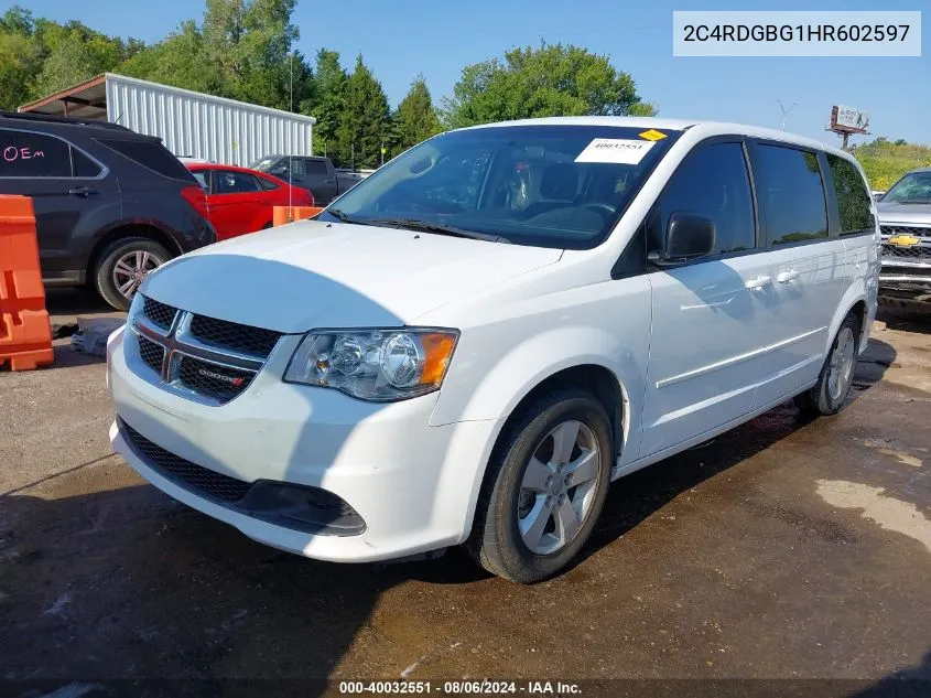 2017 Dodge Grand Caravan Se VIN: 2C4RDGBG1HR602597 Lot: 40032551