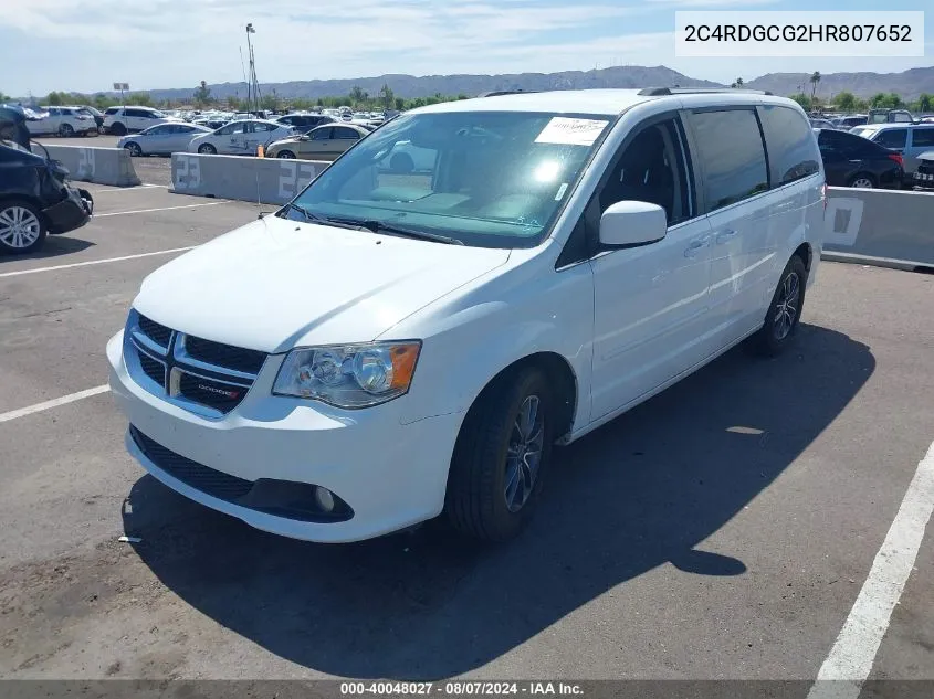 2017 Dodge Grand Caravan Sxt VIN: 2C4RDGCG2HR807652 Lot: 40048027