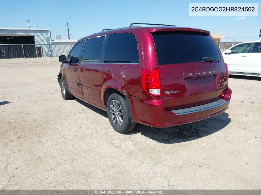 2017 Dodge Grand Caravan Sxt VIN: 2C4RDGCG2HR824502 Lot: 40052098