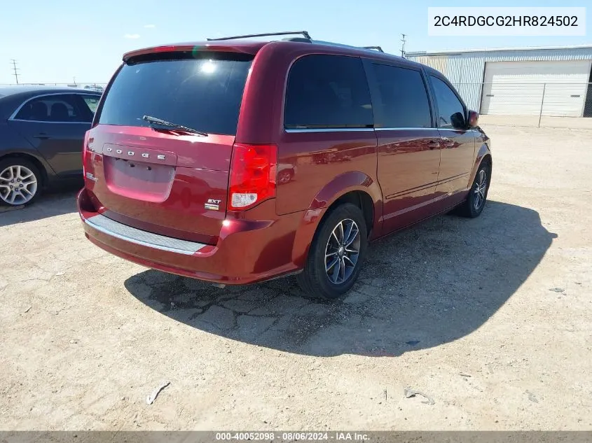 2017 Dodge Grand Caravan Sxt VIN: 2C4RDGCG2HR824502 Lot: 40052098