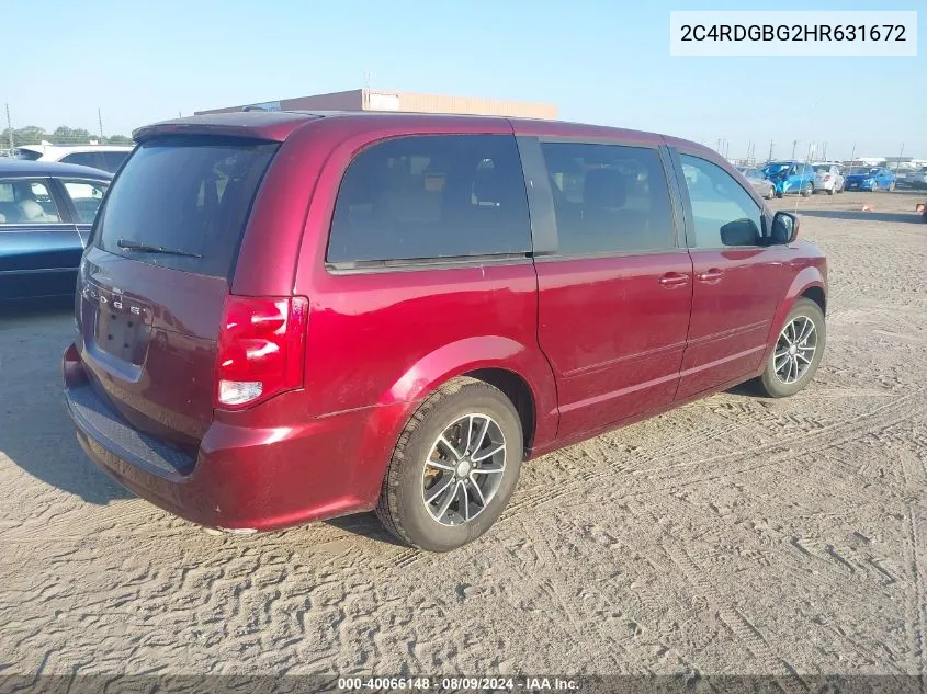 2017 Dodge Grand Caravan Se Plus VIN: 2C4RDGBG2HR631672 Lot: 40066148