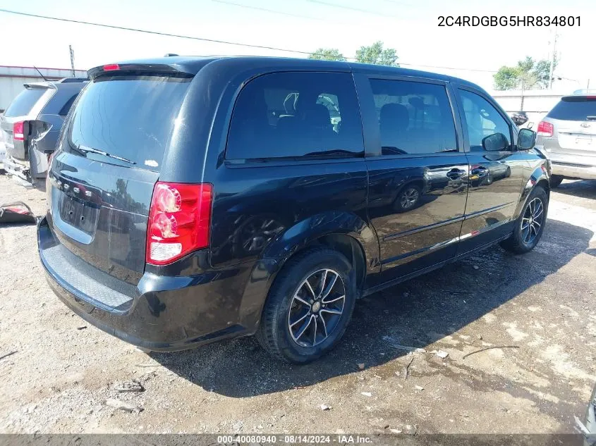 2C4RDGBG5HR834801 2017 Dodge Grand Caravan Se Plus