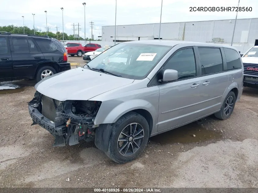 2017 Dodge Grand Caravan Se Plus VIN: 2C4RDGBG5HR728560 Lot: 40188926