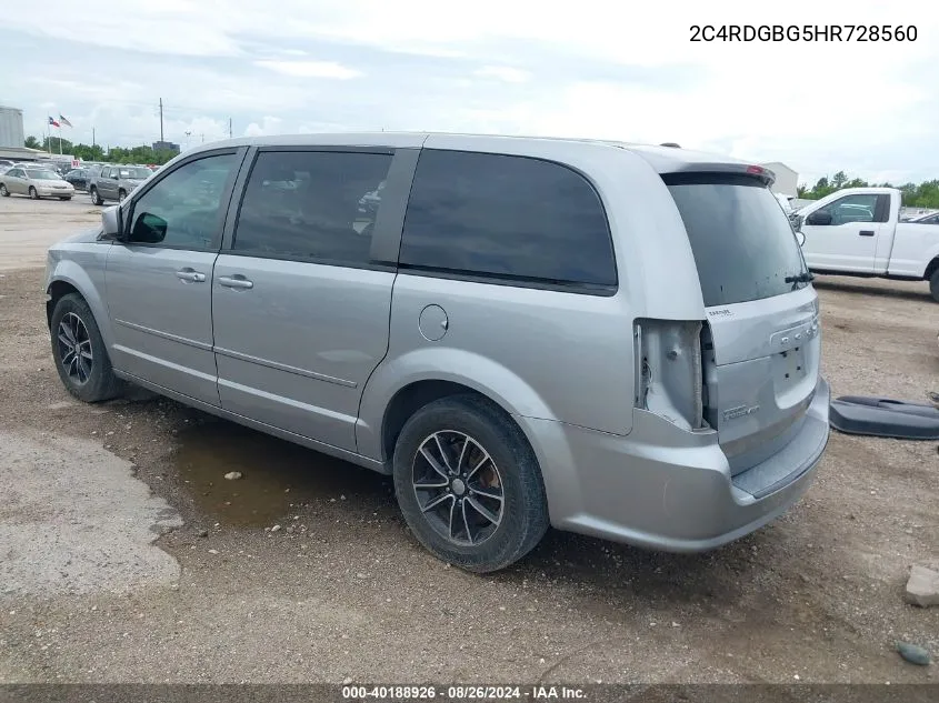 2017 Dodge Grand Caravan Se Plus VIN: 2C4RDGBG5HR728560 Lot: 40188926