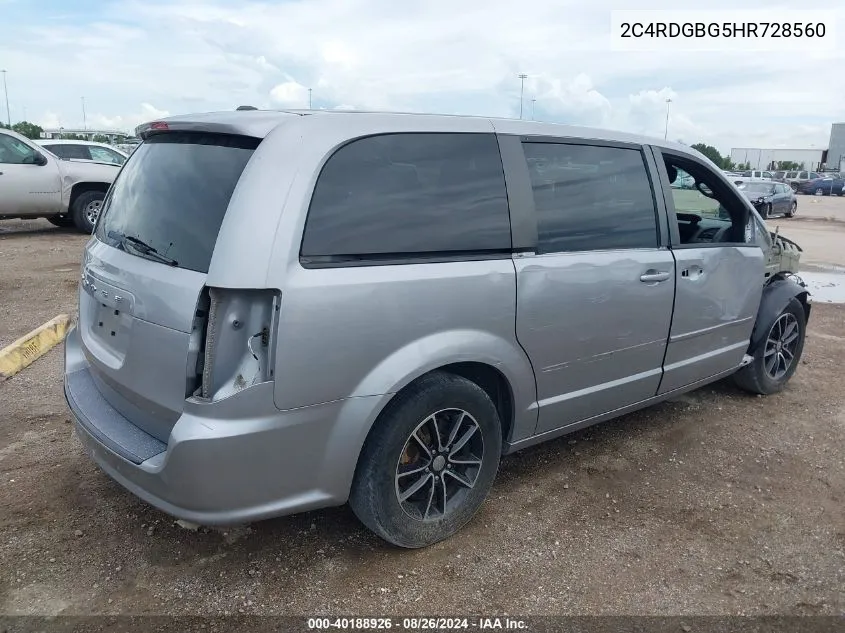 2017 Dodge Grand Caravan Se Plus VIN: 2C4RDGBG5HR728560 Lot: 40188926