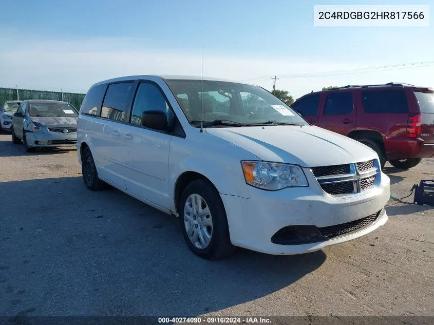 2017 Dodge Grand Caravan Se VIN: 2C4RDGBG2HR817566 Lot: 40274090