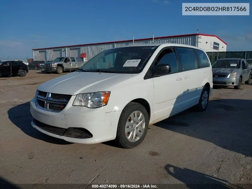 2017 Dodge Grand Caravan Se VIN: 2C4RDGBG2HR817566 Lot: 40274090