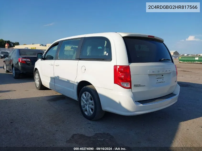 2017 Dodge Grand Caravan Se VIN: 2C4RDGBG2HR817566 Lot: 40274090