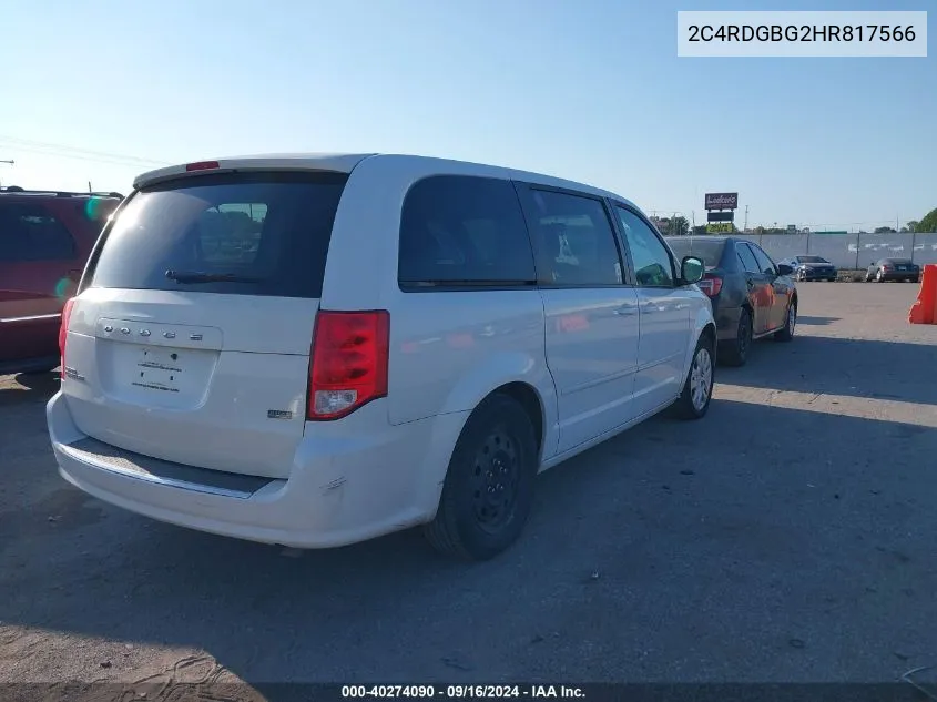 2017 Dodge Grand Caravan Se VIN: 2C4RDGBG2HR817566 Lot: 40274090