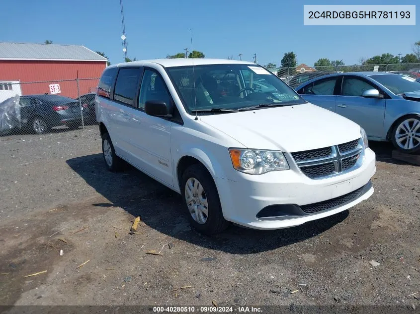 2C4RDGBG5HR781193 2017 Dodge Grand Caravan Se