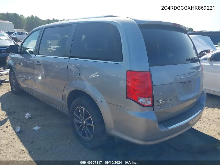 2017 Dodge Grand Caravan Sxt VIN: 2C4RDGCGXHR869221 Lot: 40307117