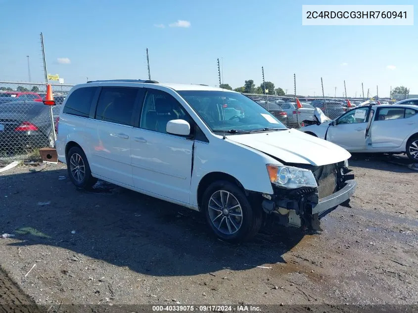 2017 Dodge Grand Caravan Sxt VIN: 2C4RDGCG3HR760941 Lot: 40339075