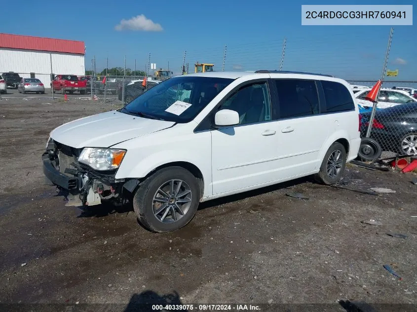 2017 Dodge Grand Caravan Sxt VIN: 2C4RDGCG3HR760941 Lot: 40339075