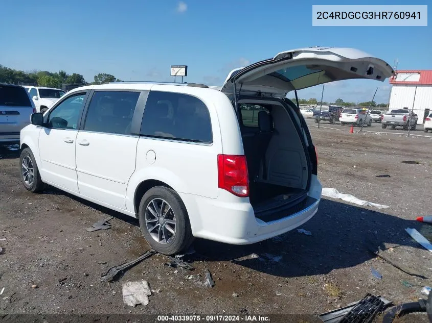 2017 Dodge Grand Caravan Sxt VIN: 2C4RDGCG3HR760941 Lot: 40339075