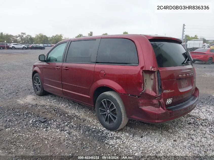 2017 Dodge Grand Caravan Se VIN: 2C4RDGBG3HR836336 Lot: 40348232