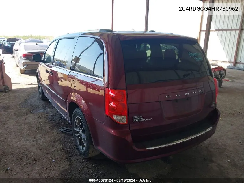 2017 Dodge Grand Caravan Sxt VIN: 2C4RDGCG4HR730962 Lot: 40376124