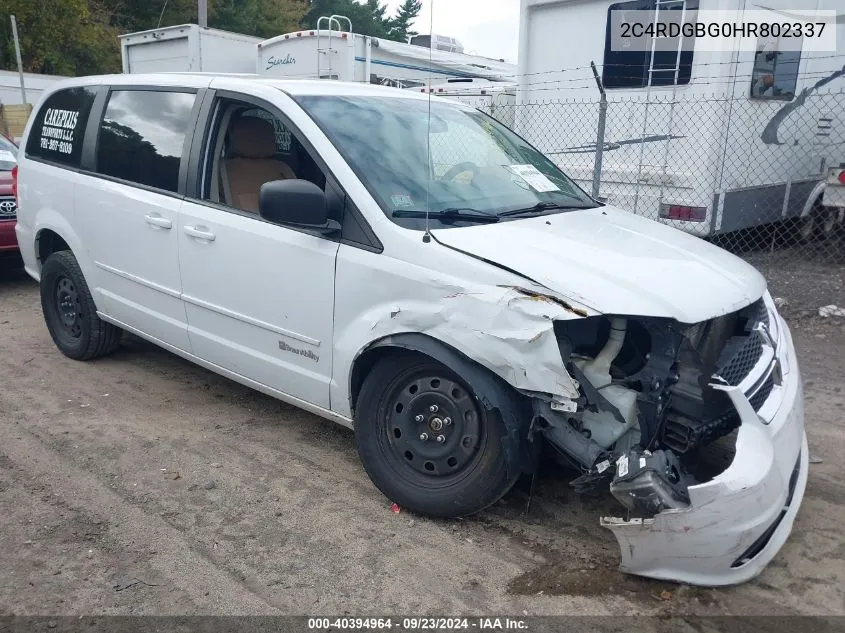 2017 Dodge Grand Caravan Se VIN: 2C4RDGBG0HR802337 Lot: 40394964