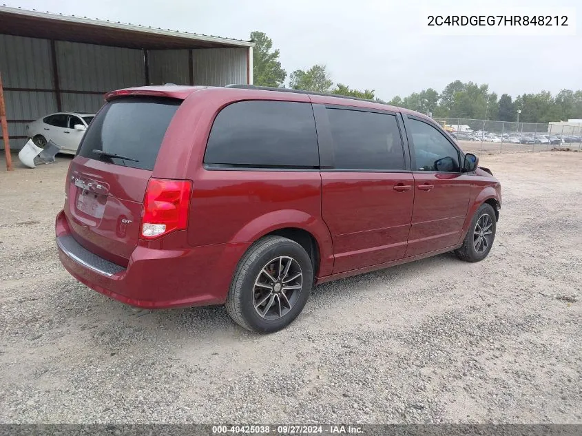 2017 Dodge Grand Caravan Gt VIN: 2C4RDGEG7HR848212 Lot: 40425038