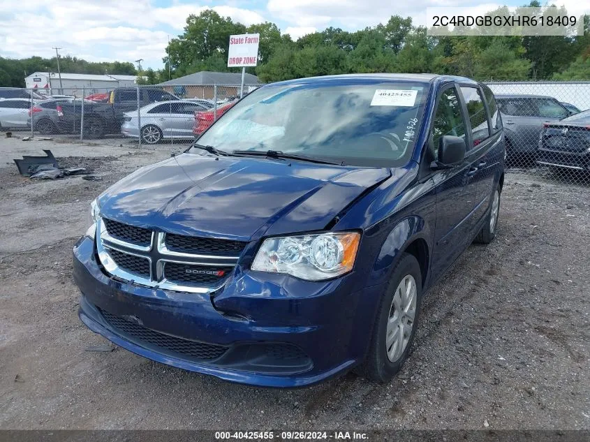 2017 Dodge Grand Caravan Se VIN: 2C4RDGBGXHR618409 Lot: 40425455