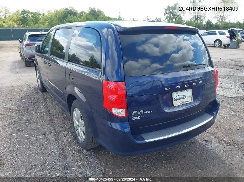 2017 Dodge Grand Caravan Se VIN: 2C4RDGBGXHR618409 Lot: 40425455