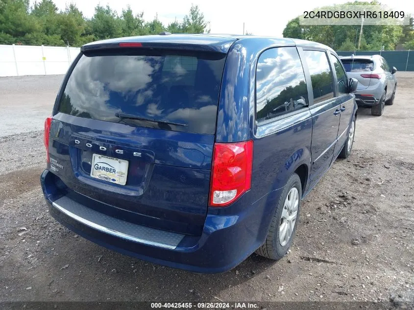 2017 Dodge Grand Caravan Se VIN: 2C4RDGBGXHR618409 Lot: 40425455